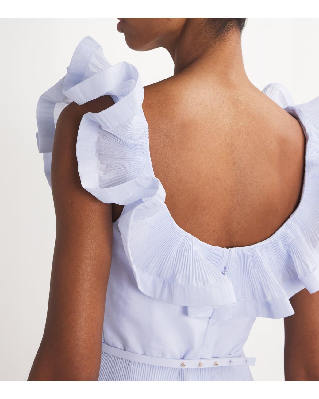 Zimmermann Pleated Frill Mini Dress in Blue | Lyst