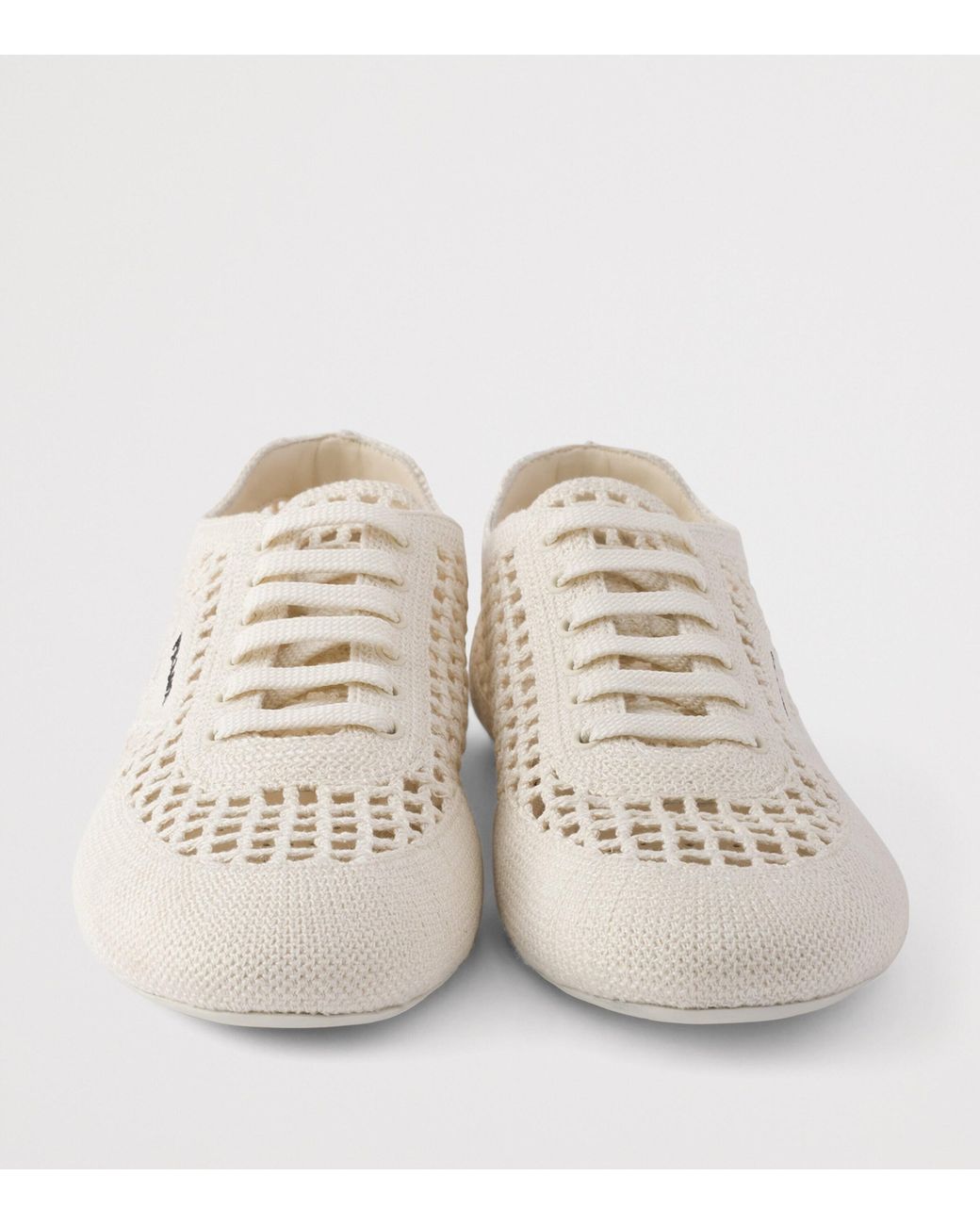 Prada White Cotton Crochet Collapse Sneakers