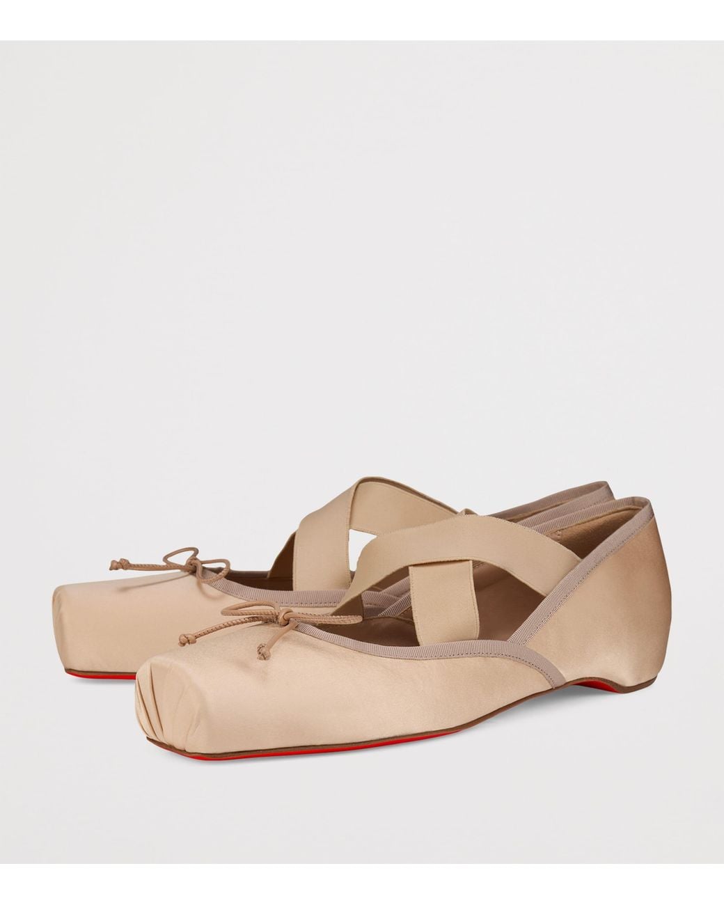 Christian Louboutin Natural Cassiasticina Satin Ballet Flats