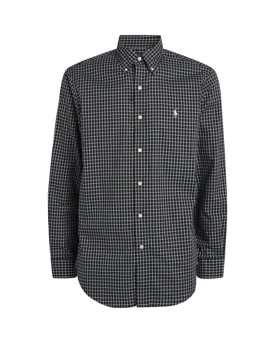 Polo Ralph Lauren Gray Cotton Check Custom-Fit Shirt for men