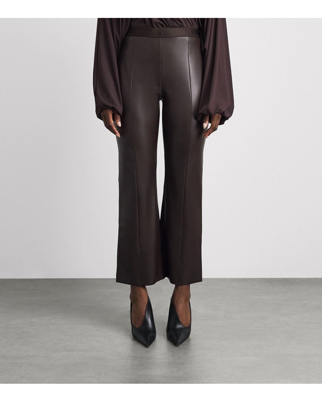 Wolford Gray Faux Leather Jenna Cropped Trousers