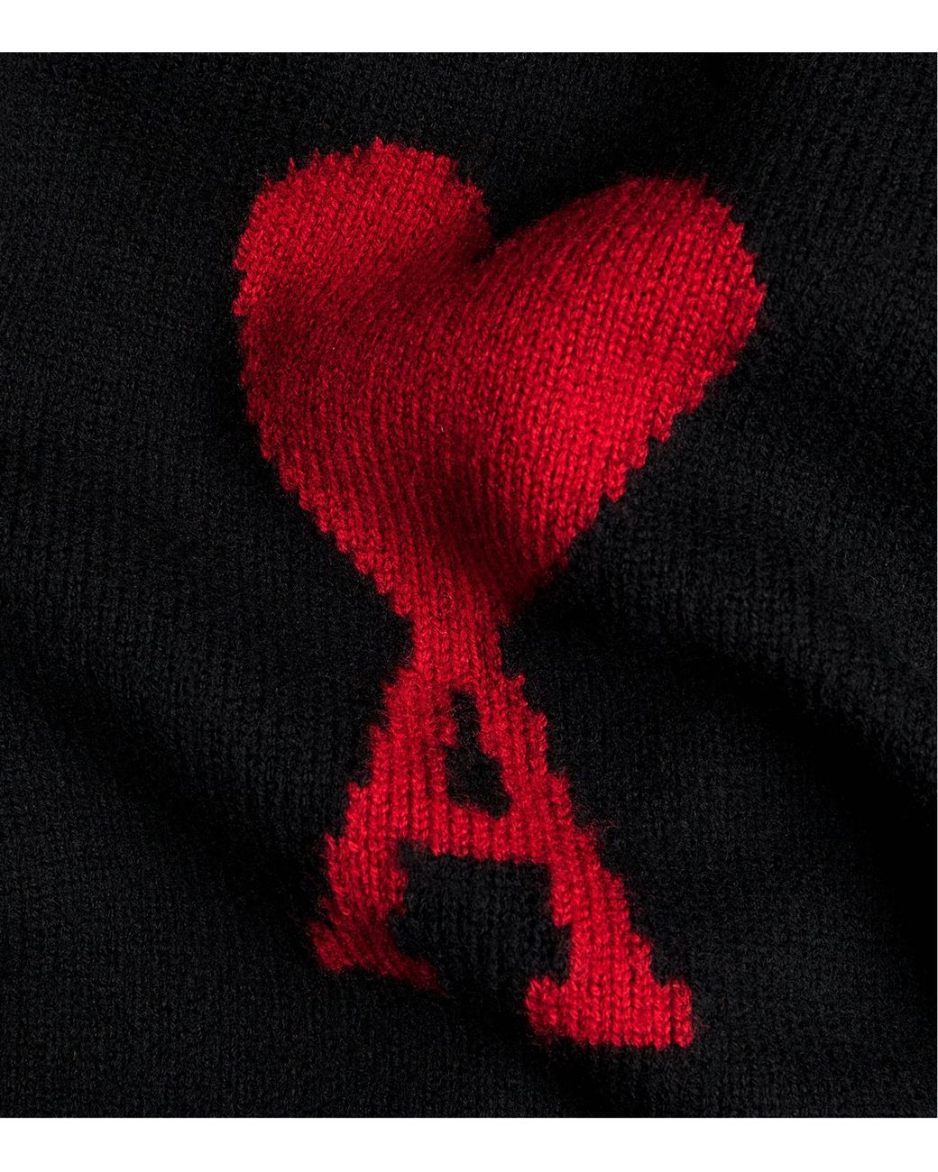 AMI Black Virgin Wool Ami De Coeur Rollneck Sweater for men