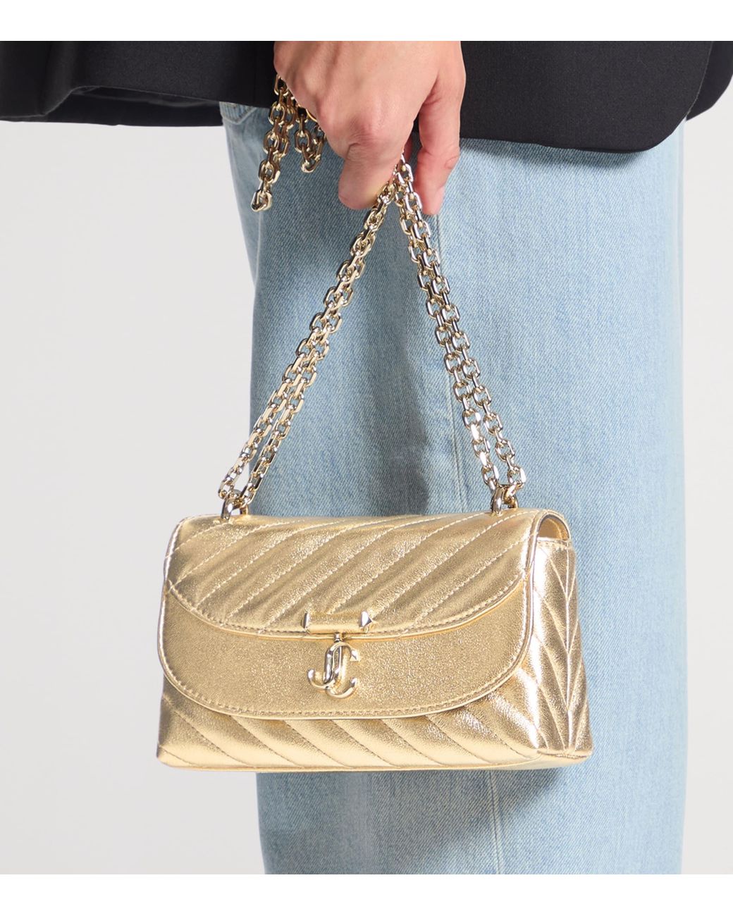 Jimmy Choo Natural Small Curve Leather Cross-Body Bag