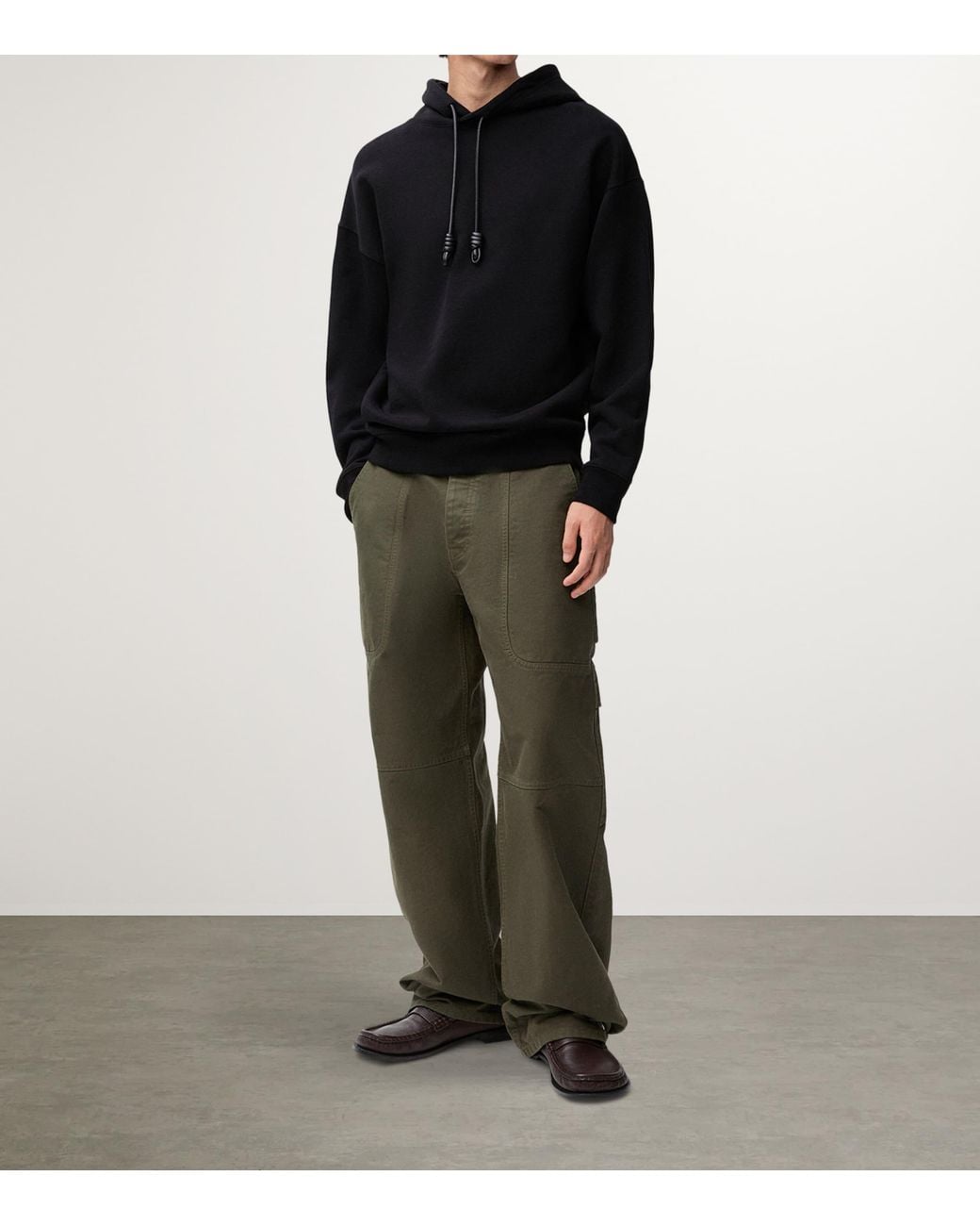 Loewe Black Cotton-Blend Leather-Anagram Hoodie for men