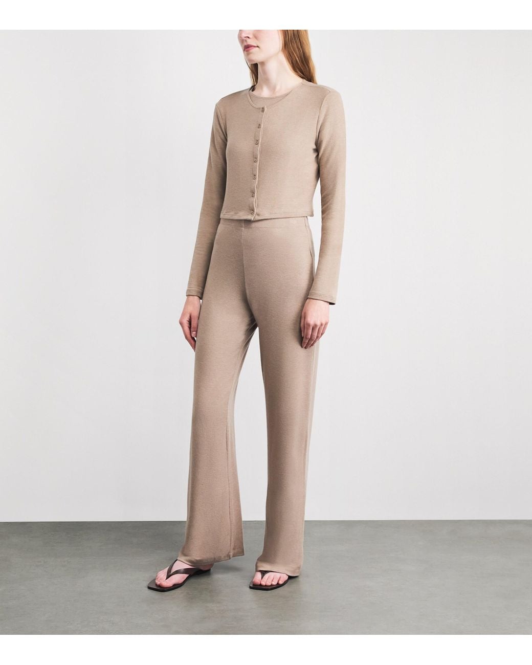 Leset Natural Lauren Wide-Leg Lounge Trousers