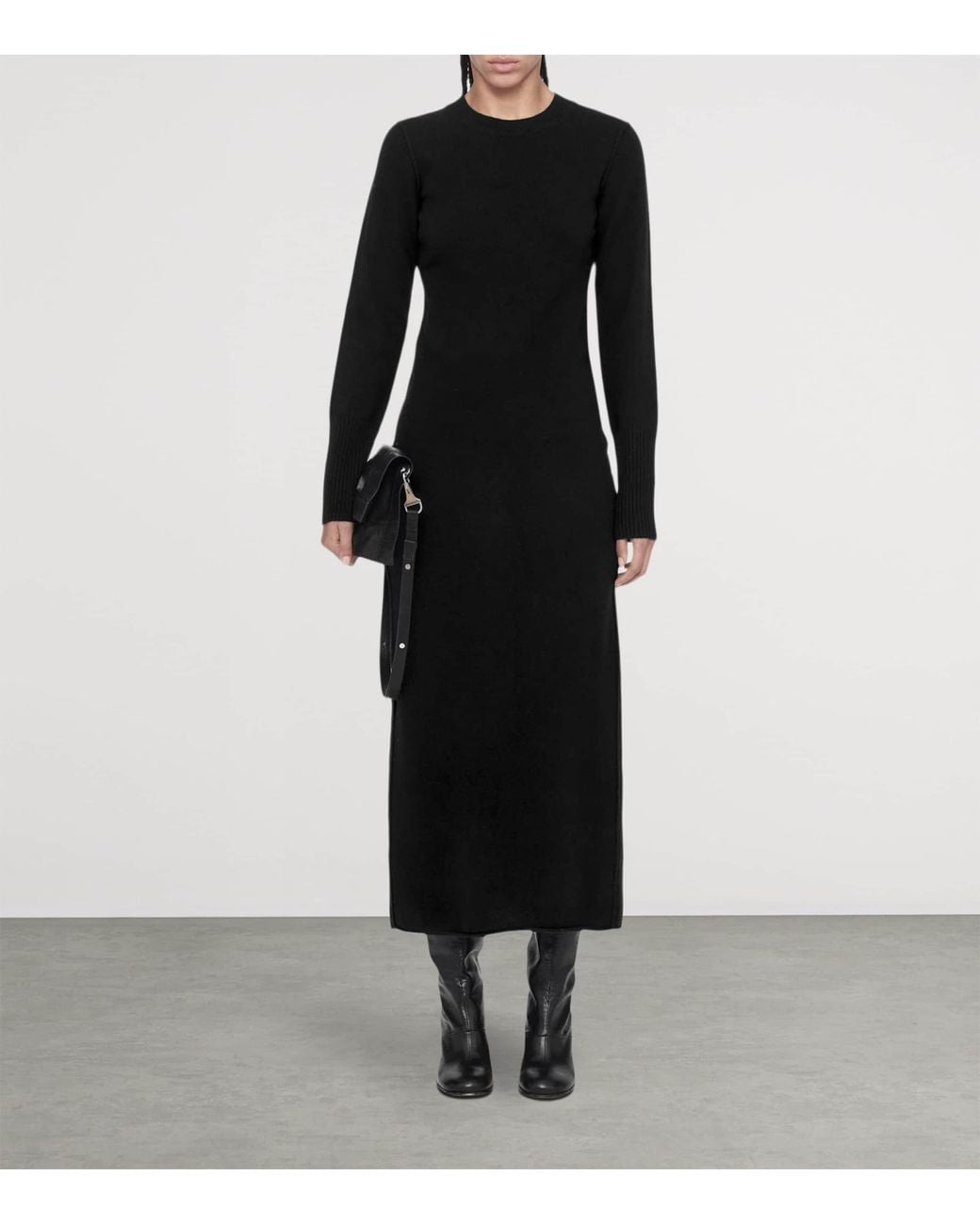 AllSaints Black Merino Wool Erith Maxi Dress