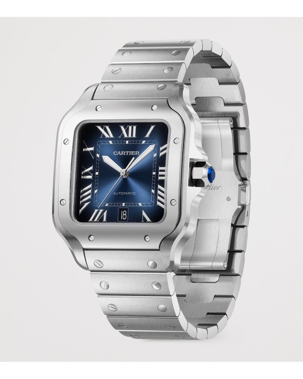 Cartier Gray Large Steel Santos De Watch for men