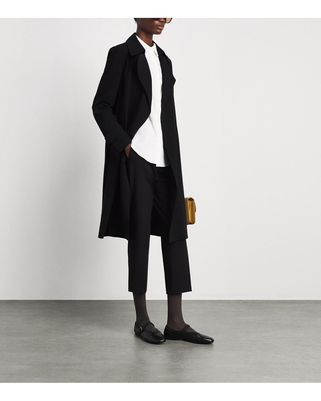 Theory Black Stretch-Wool Cropped Treeca Trousers