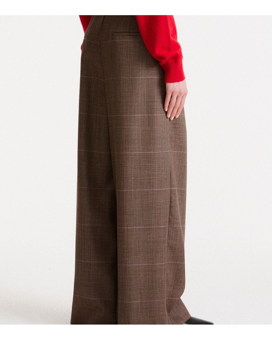 Marella Brown Virgin Wool Pleated Wide-Leg Trousers