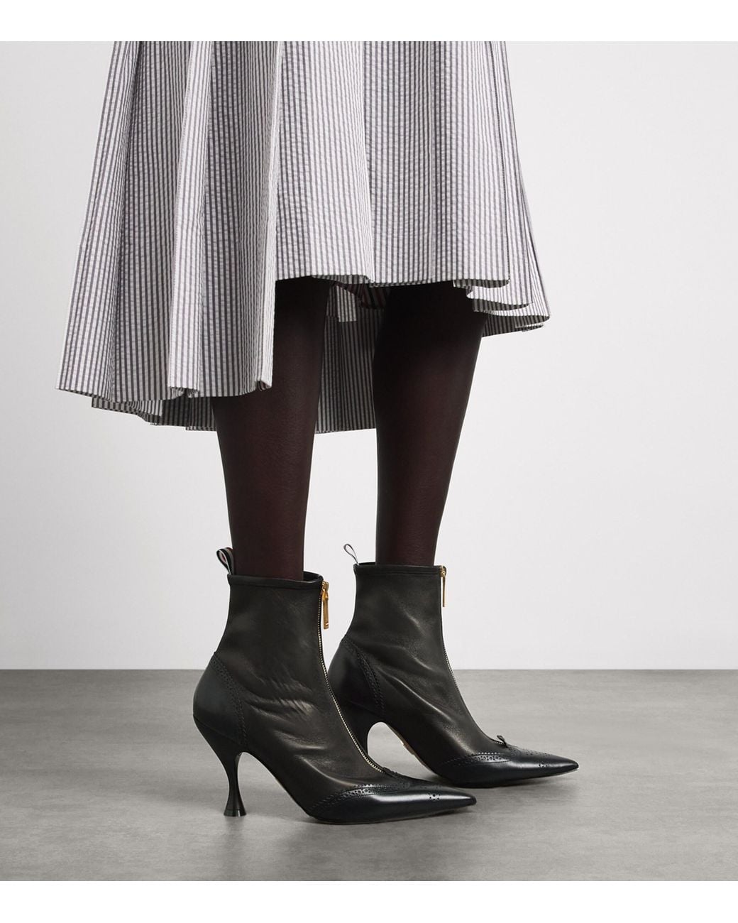 Thom Browne Black Leather Wingtip Ankle Boots 90