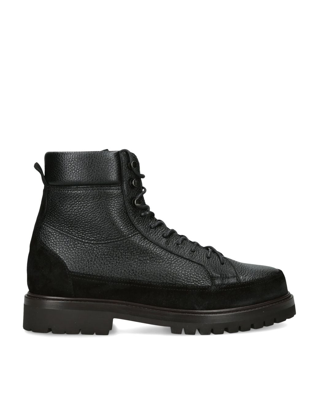 Brunello Cucinelli Black Leather Lace-Up Hiker Boots for men