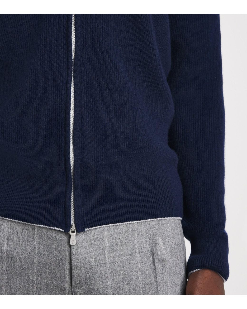 Eleventy Blue Cashmere Zip-Up Hoodie for men