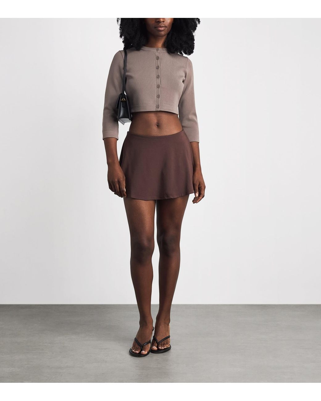 Skims Gray Refined Knit Crop Cardigan