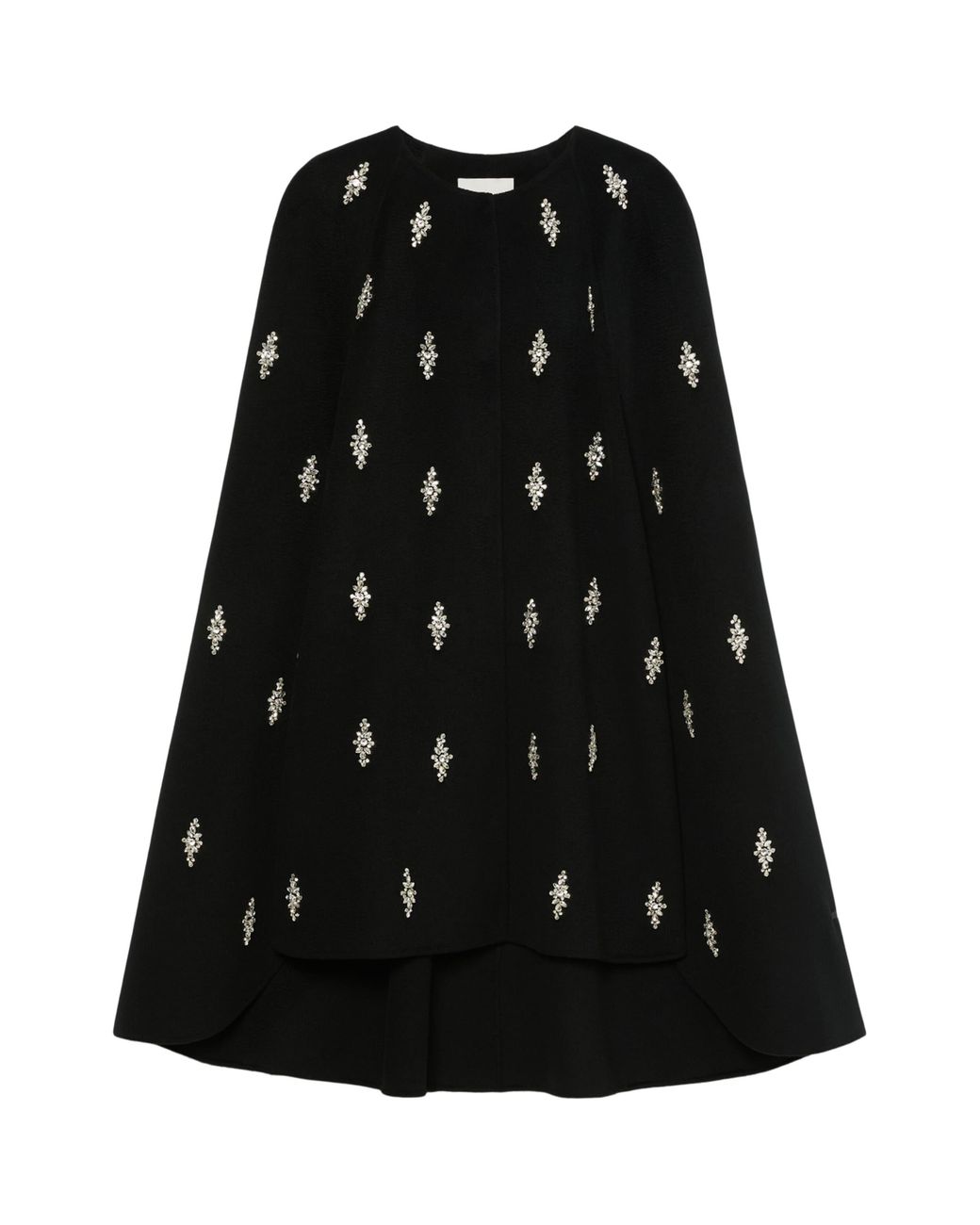 Marina Rinaldi Black Virgin Wool Embellished Cape Coat