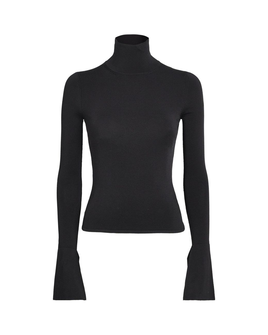Brandon Maxwell Black Knitted Funnel-Neck Long-Sleeve Top