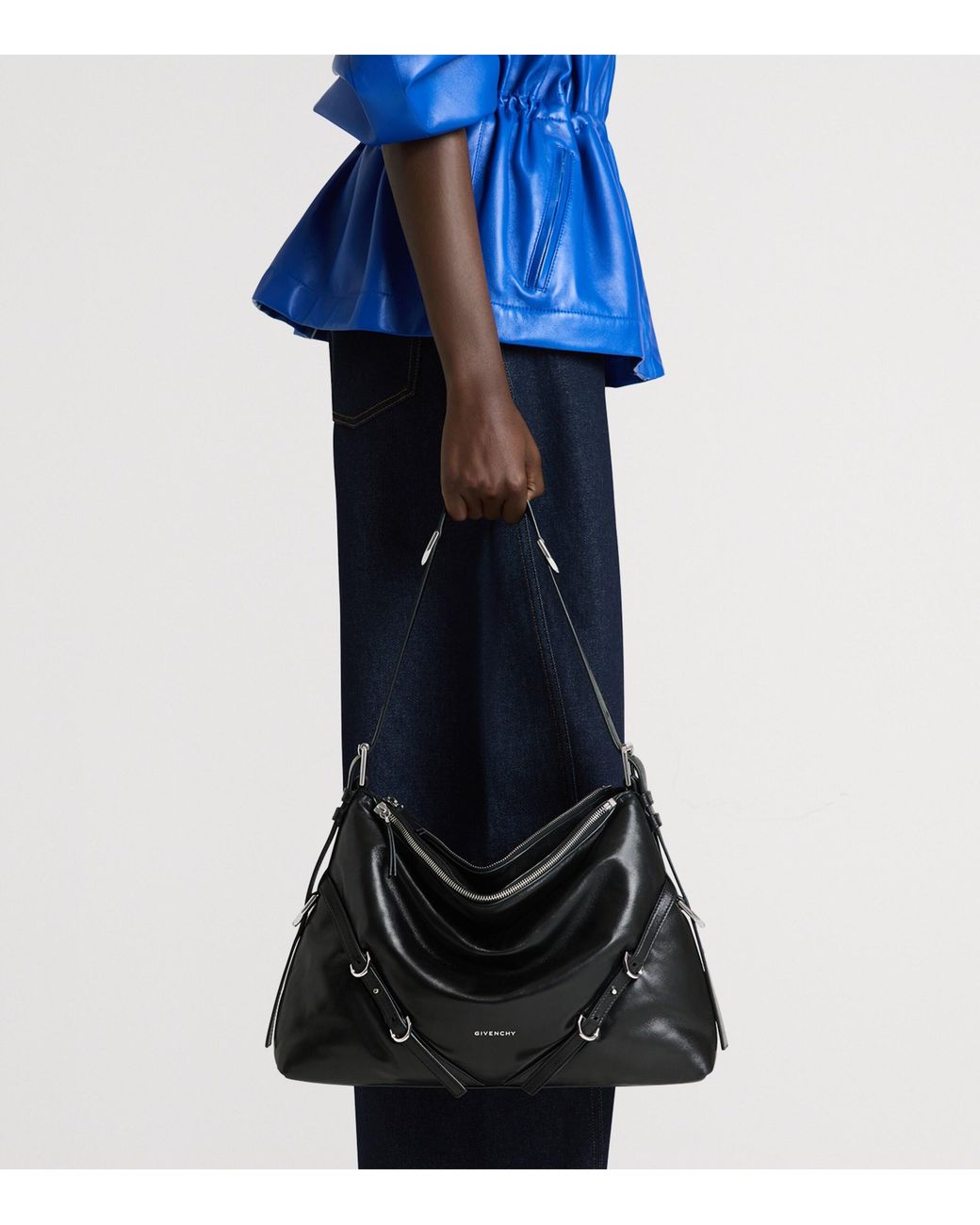 Givenchy Black Medium Leather Voyou Bomber Top-Handle Bag