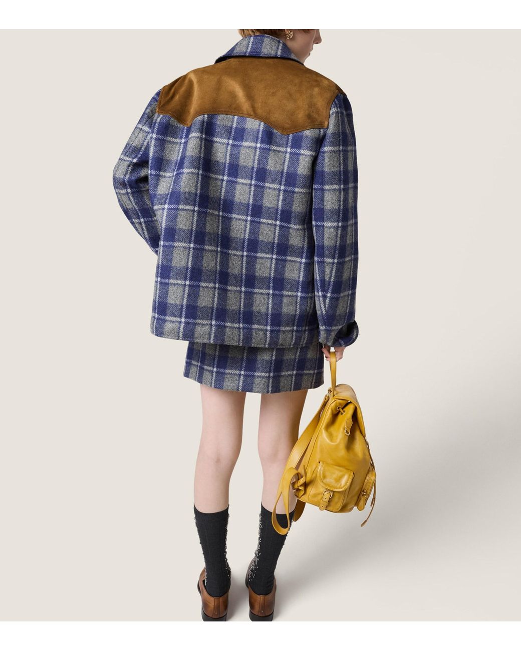 Miu Miu Blue Wool Check Jacket