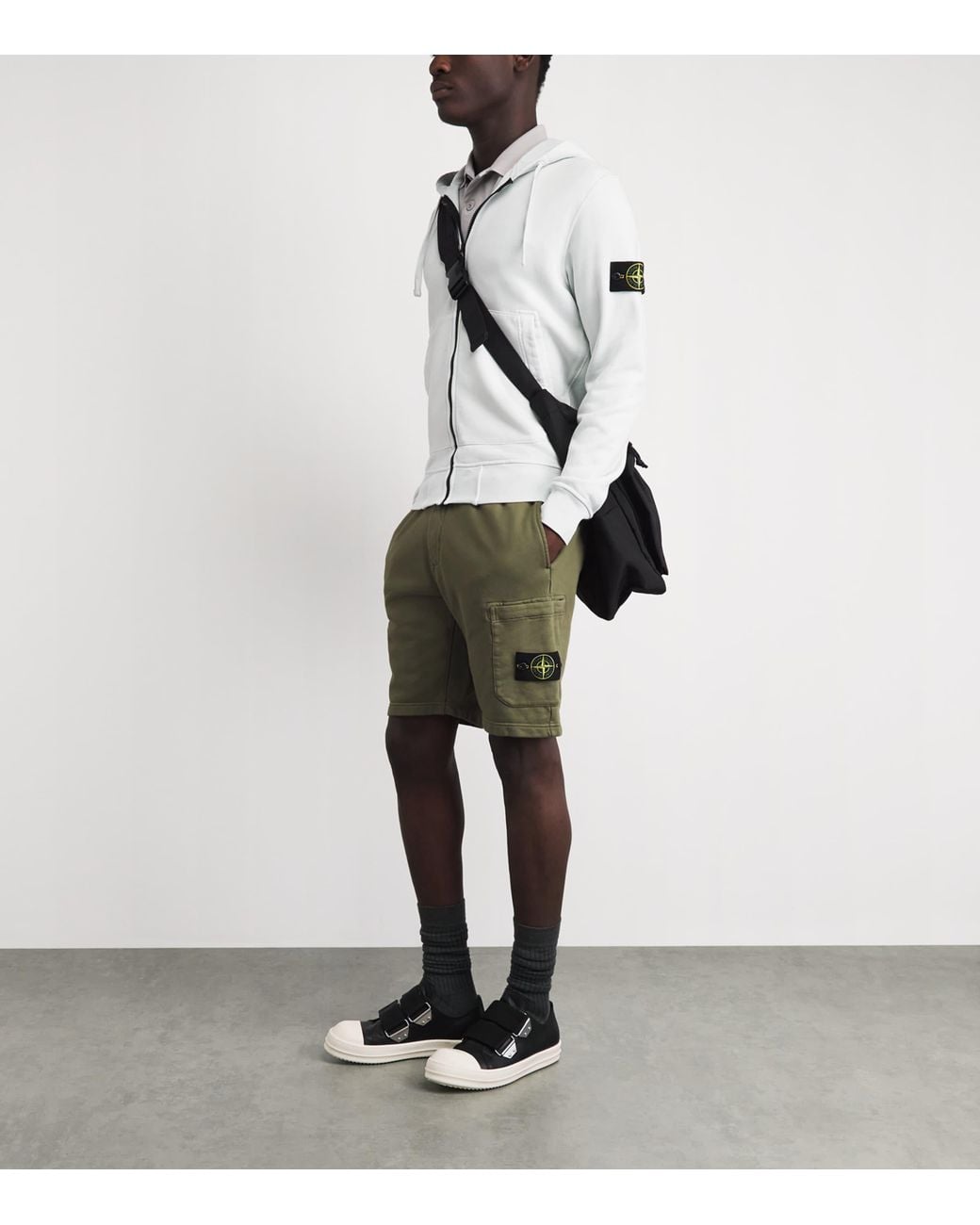 Stone Island Green Organic Cotton Sweat Shorts for men