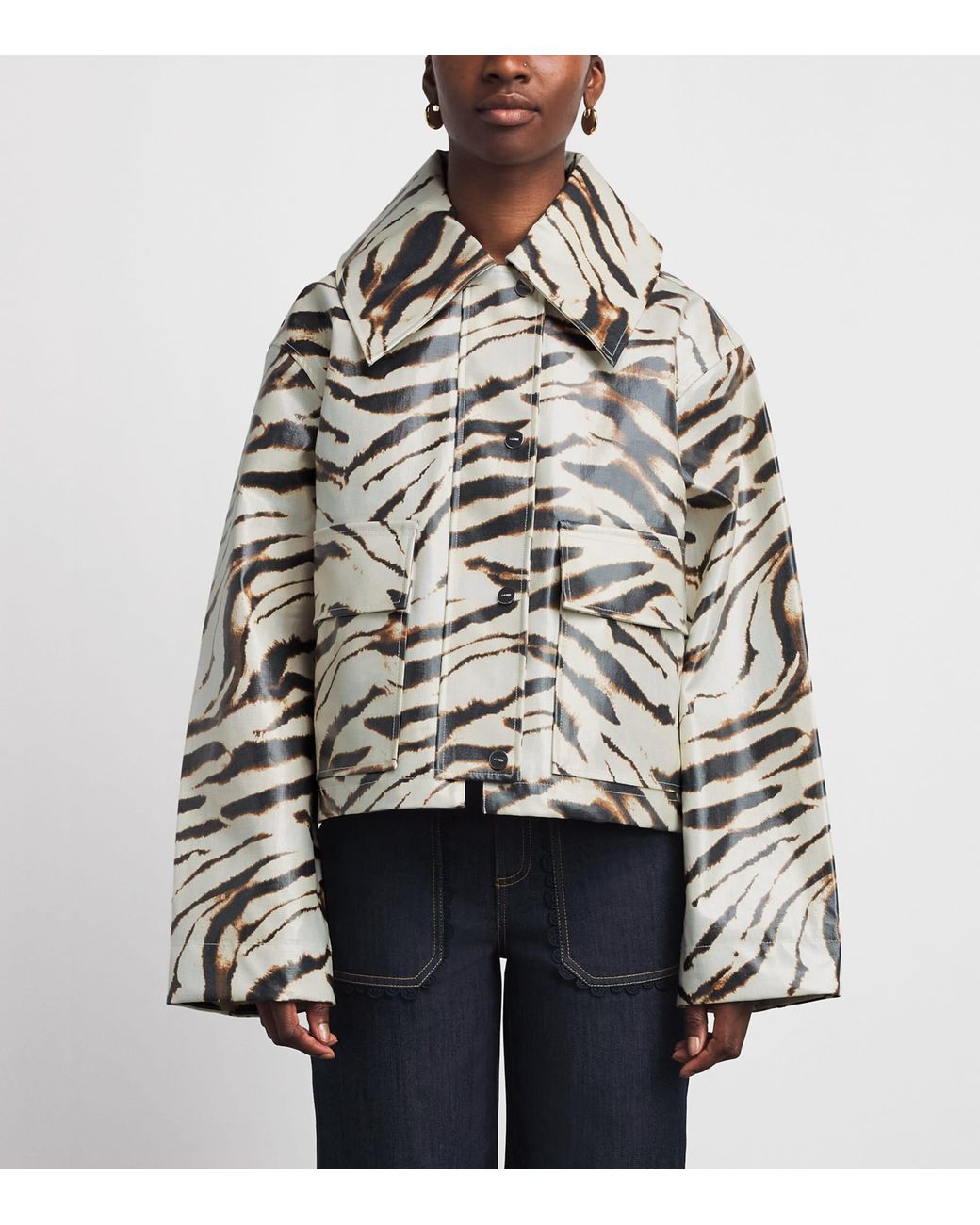 Ganni Gray Laminated Zebra Jacket