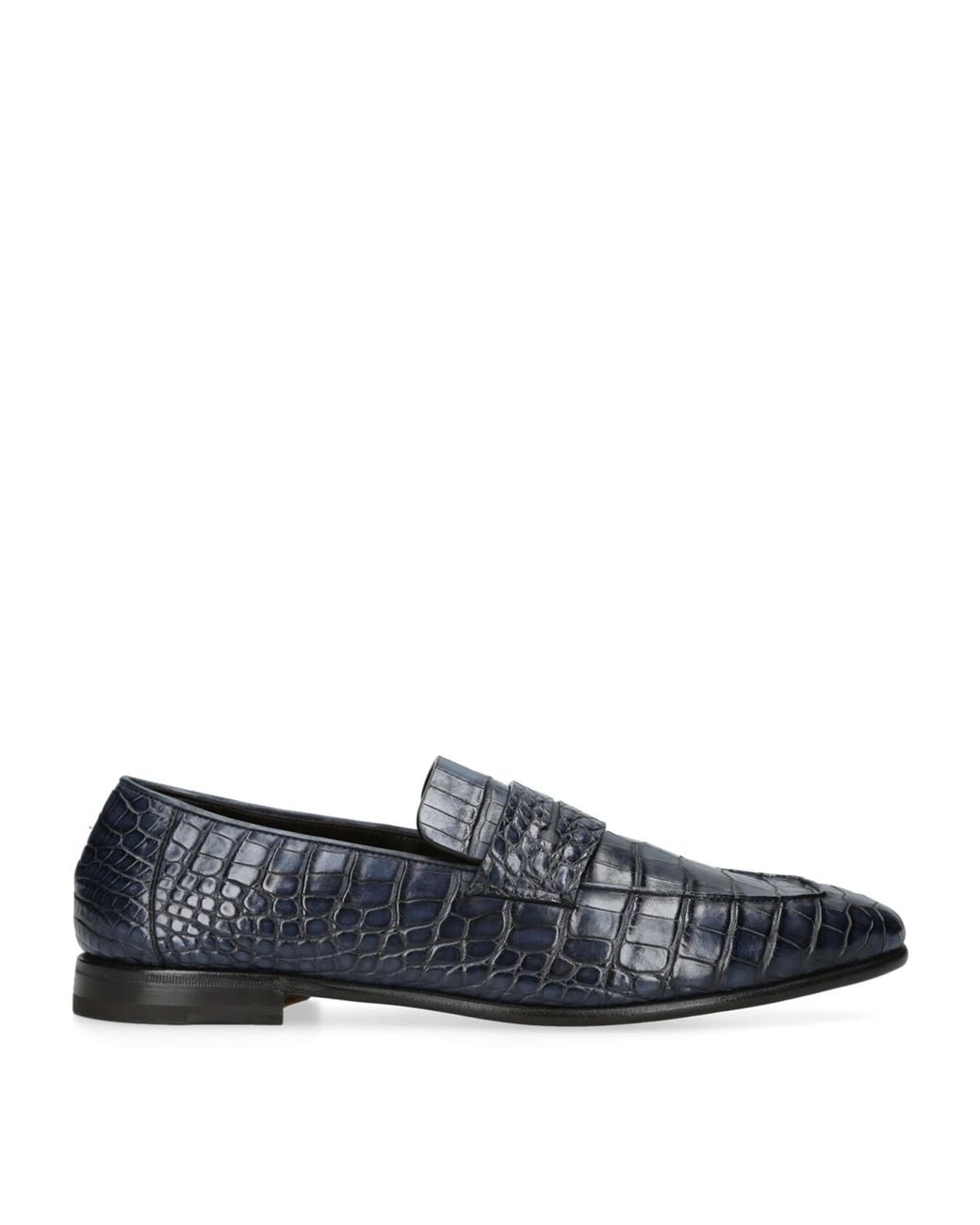 Zegna Blue Crocodile Skin Penny Loafers for men
