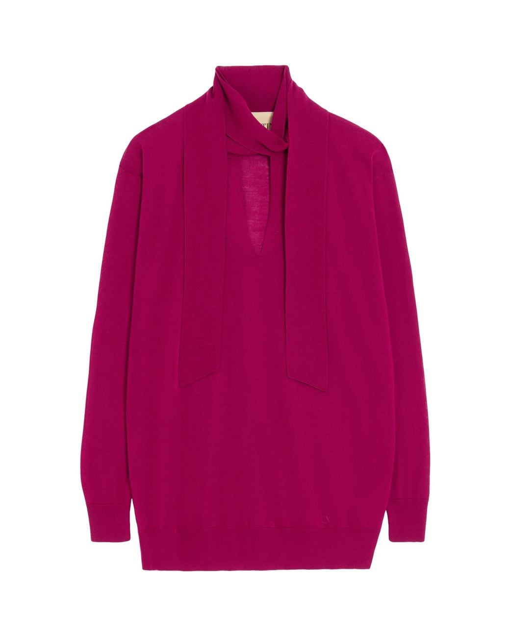 Valentino Pink Wool Tie-Neck Sweater