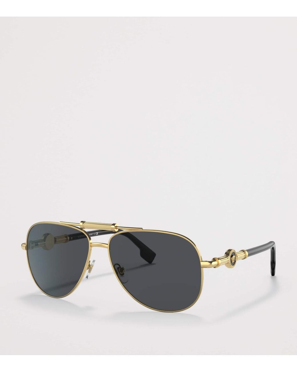 Versace Gray Metal Ve2236 Pilot Sunglasses