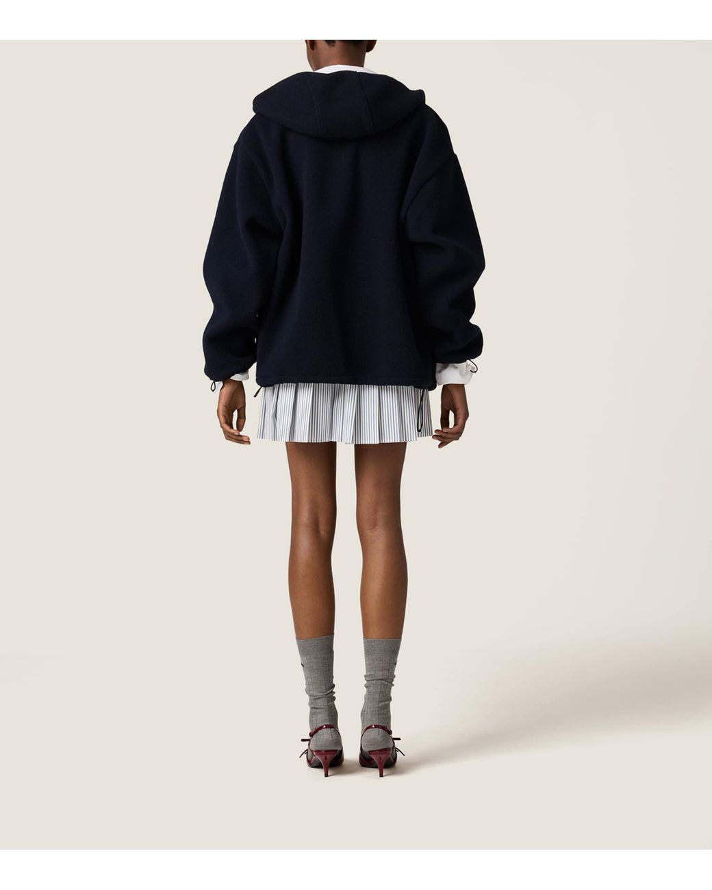 Miu Miu Black Fleece Zip-Up Hoodie