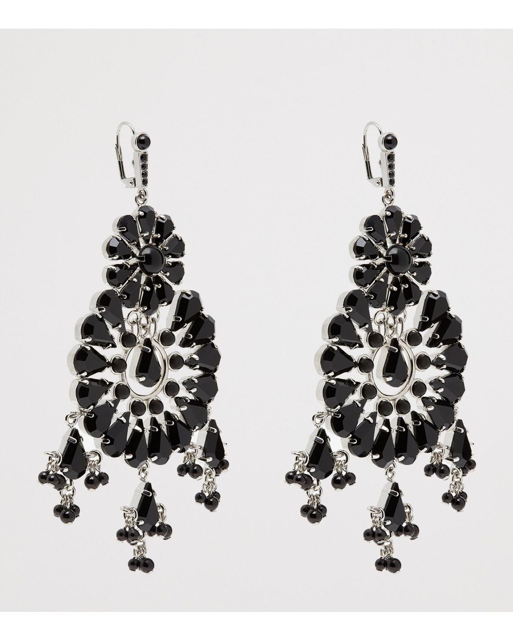 McQueen Black Lustre Drop Earrings for men