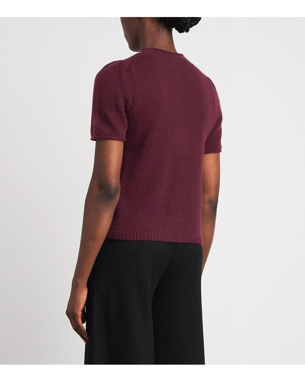 ME+EM Red Merino-Cashmere-Silk Knit T-Shirt