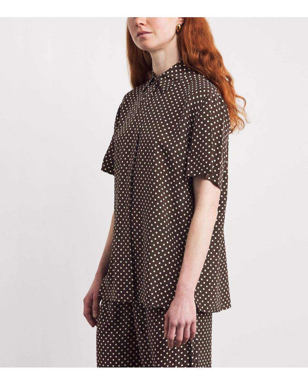 Matteau Brown Silk Polka Dot Shirt