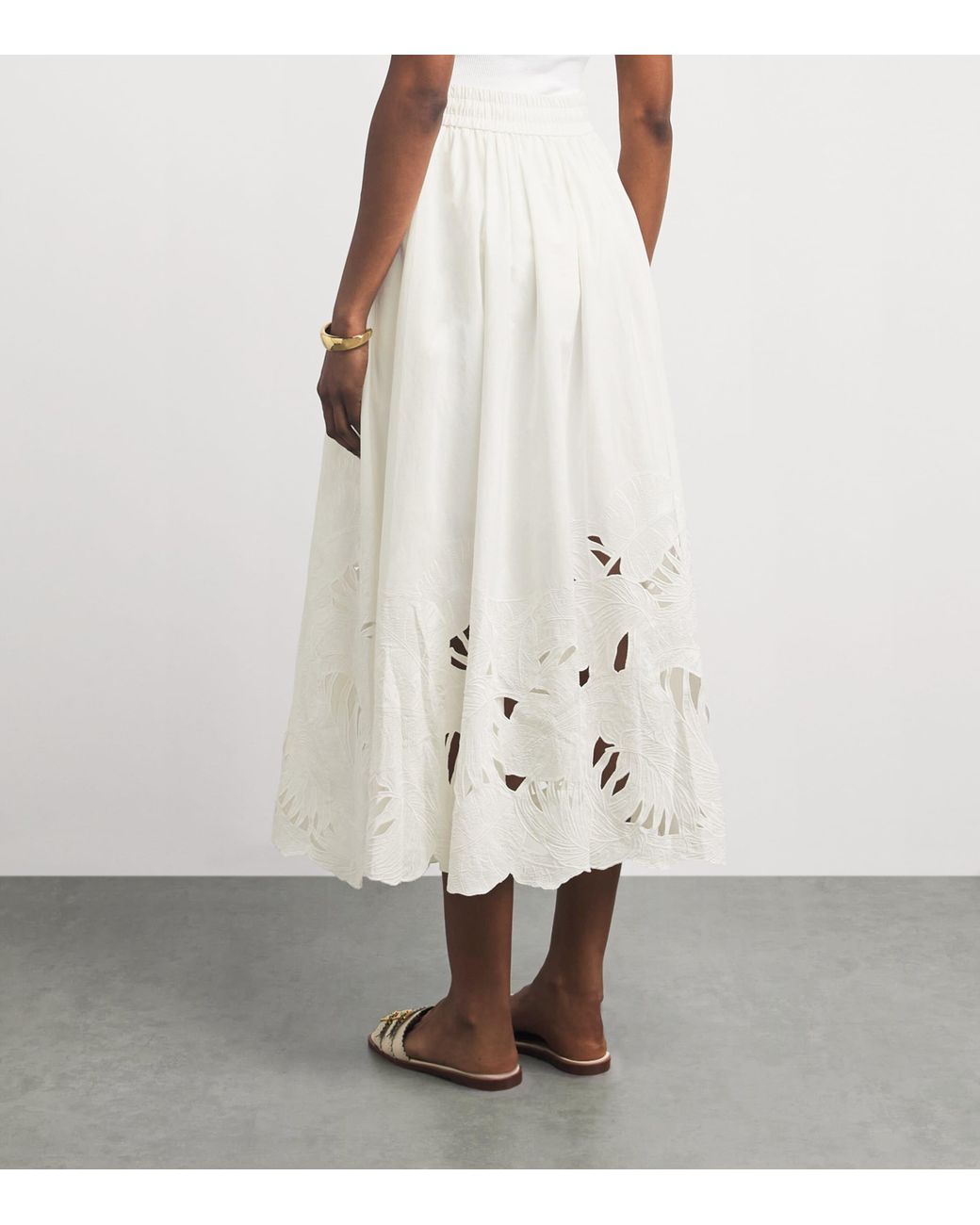 Zimmermann White Cotton Mahon Midi Skirt