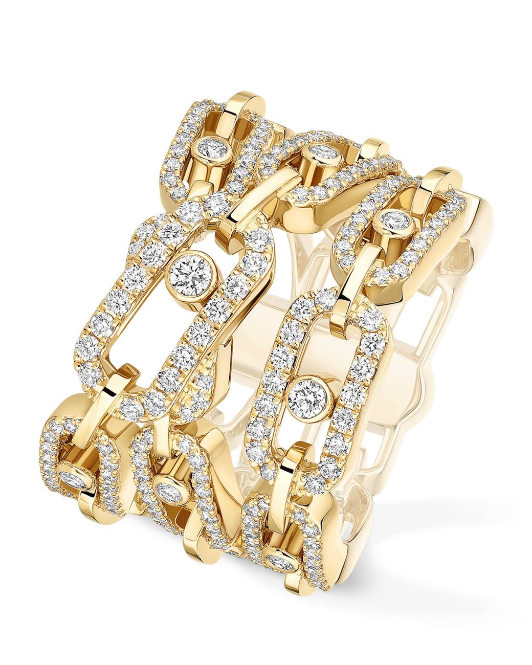 Messika Metallic Move Link And Diamond Multi-Row Ring