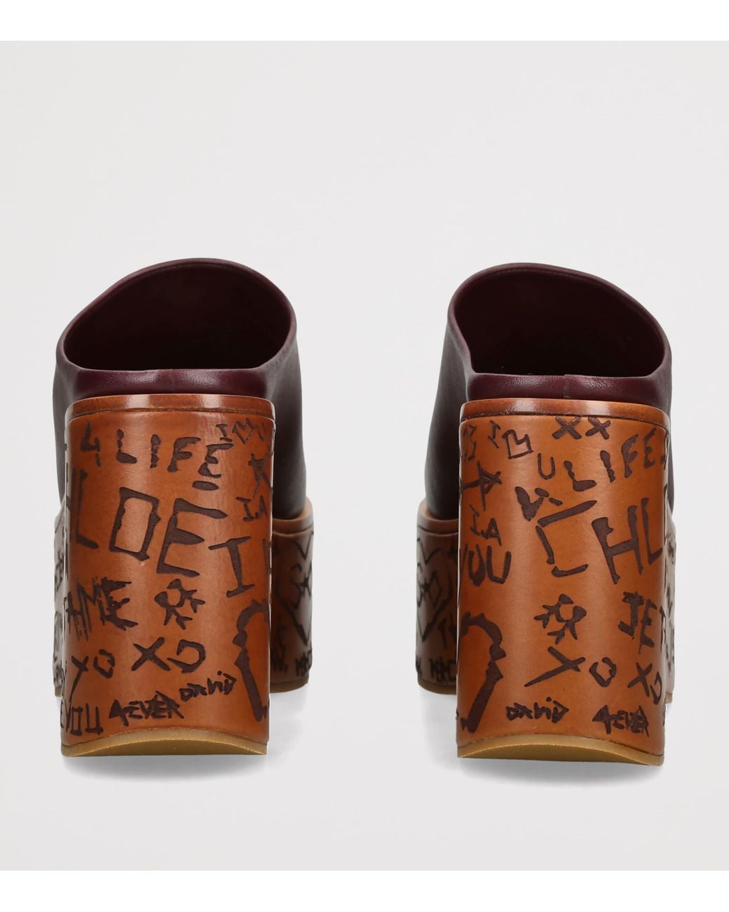 Chloé Brown Leather Wedge Mules 80