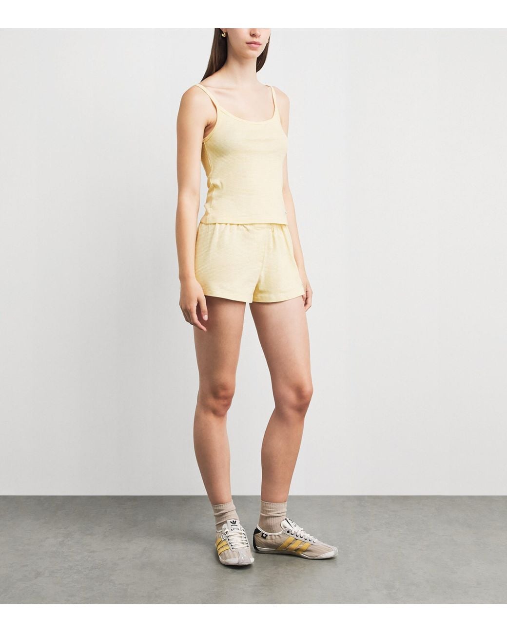 Sporty & Rich Natural Cotton Signature Stripe Shorts