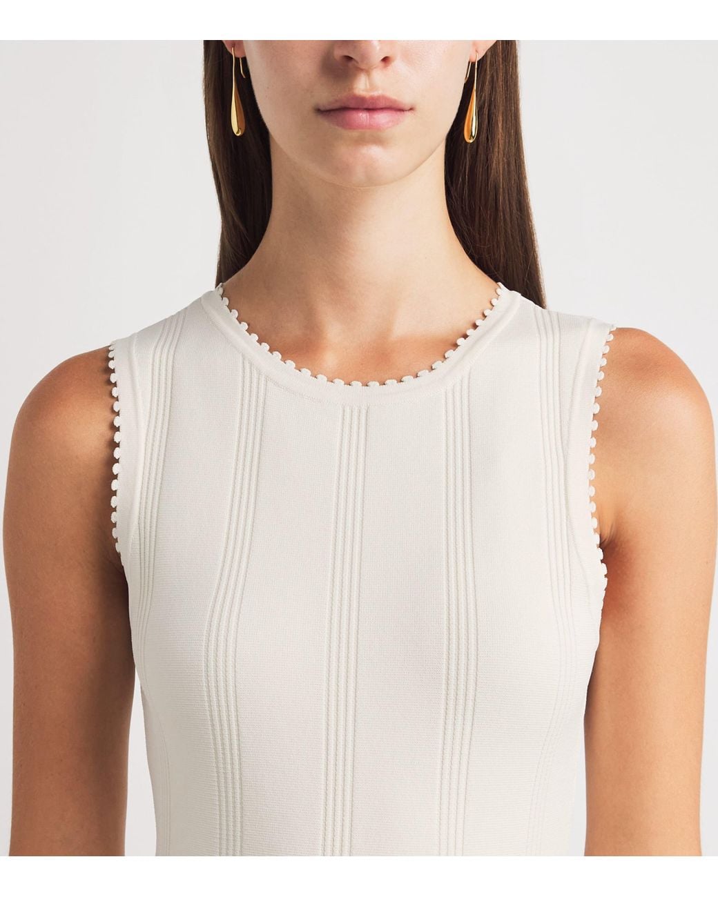 Sandro White Knitted Floral-Detail Mini Dress