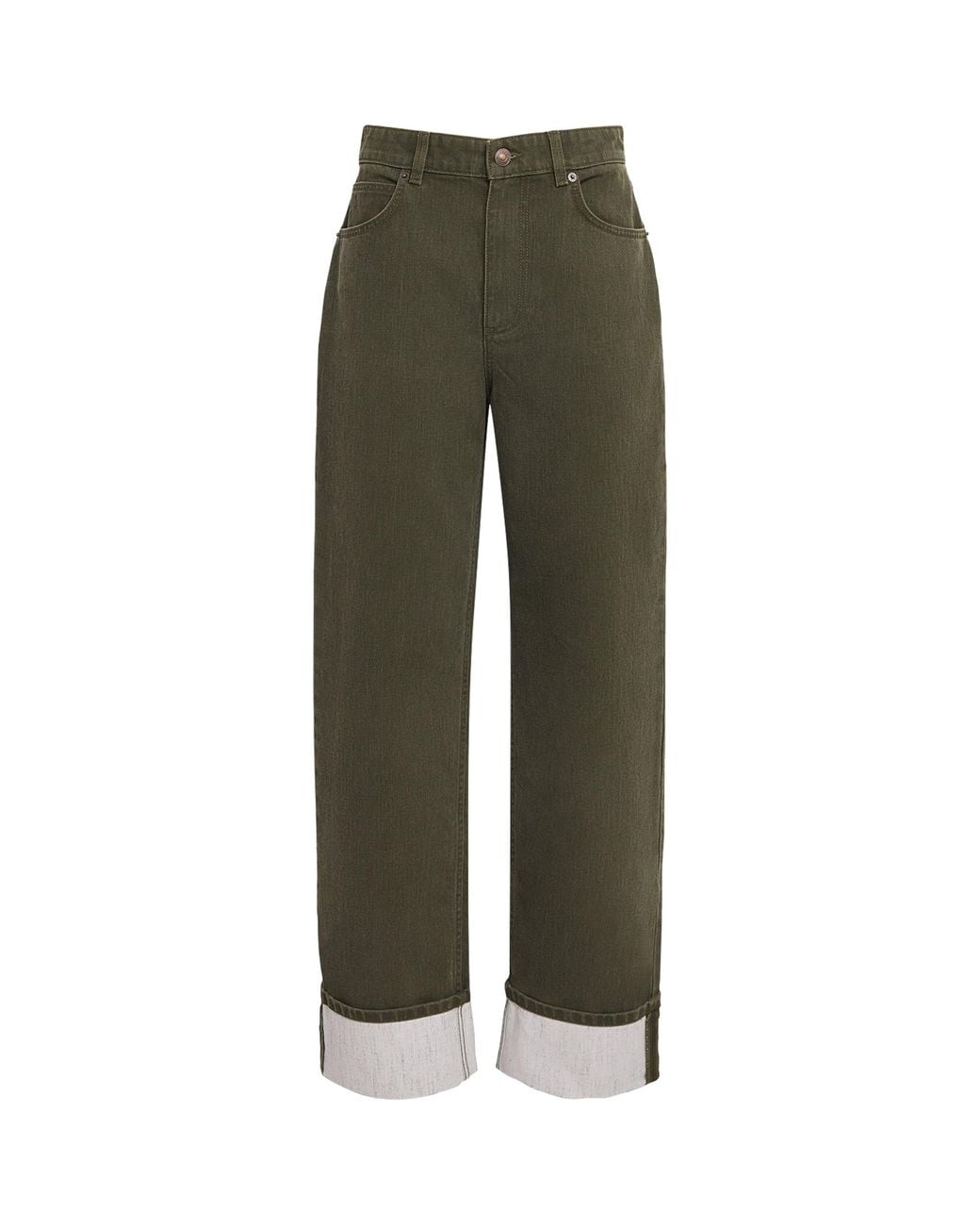 Tory Burch Green Slim Cuffed Jeans