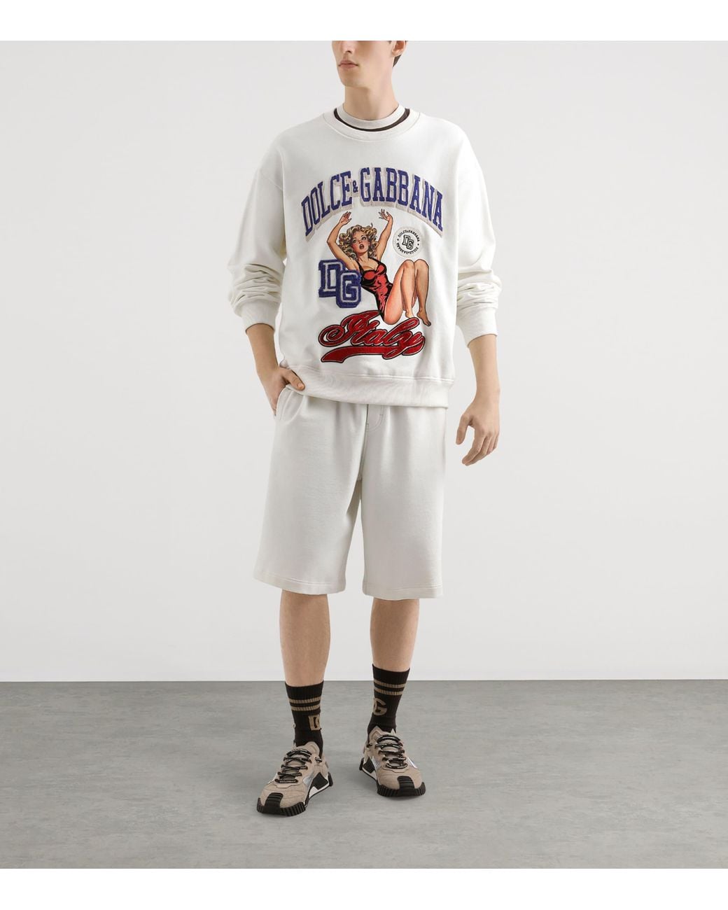 Dolce & Gabbana White Sweatshirt With Patch for men