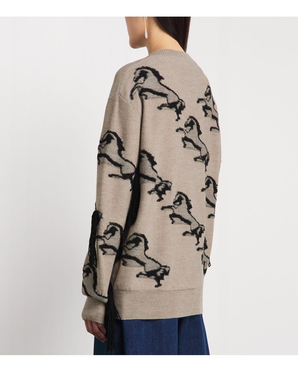Stella McCartney Natural Virgin Wool Embroidered Horse Sweater