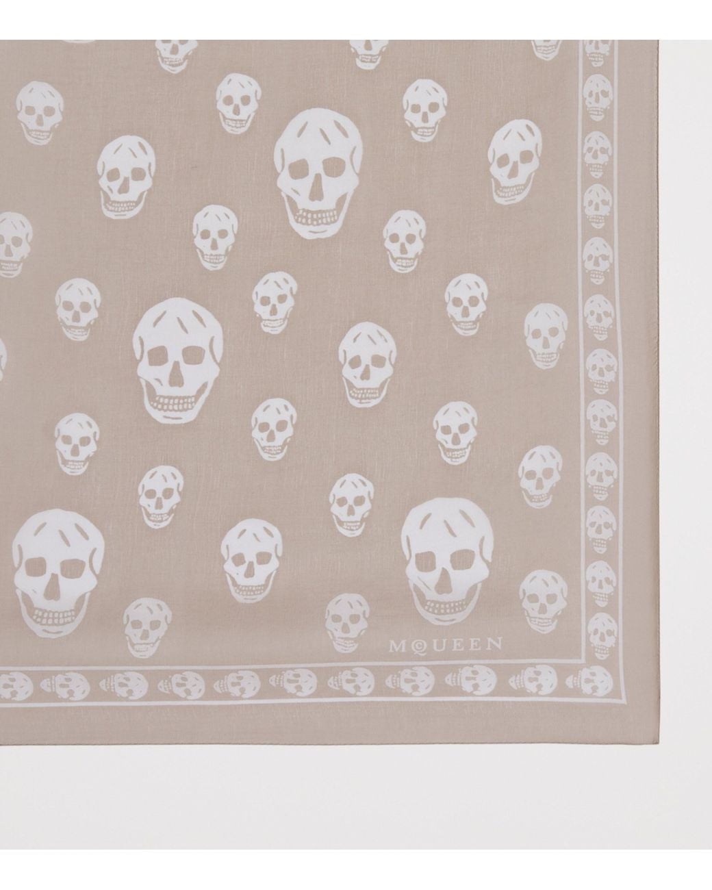 McQueen Gray Silk Skull Scarf