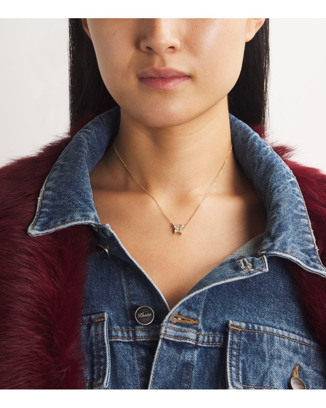 Suzanne Kalan Metallic And Diamond Princess Mini Butterfly Necklace
