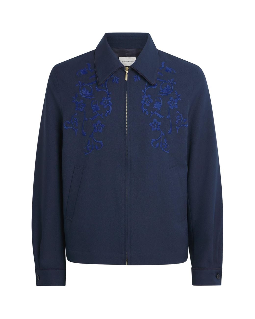 Drole de Monsieur Blue Embroidered Bomber Jacket for men