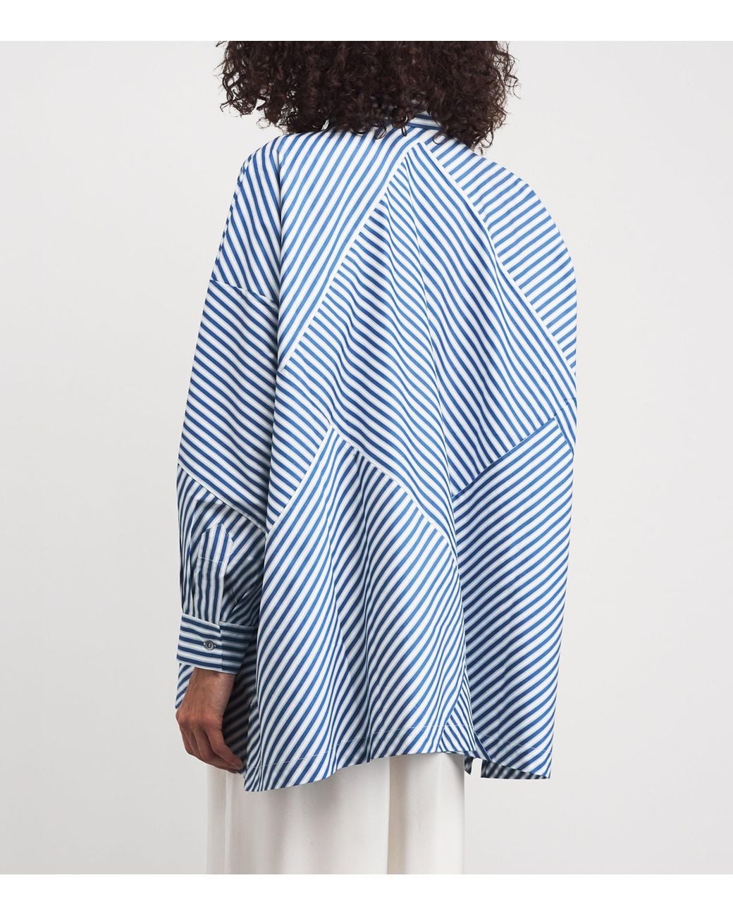 Eskandar Blue Stripe Wide A-Line Shirt