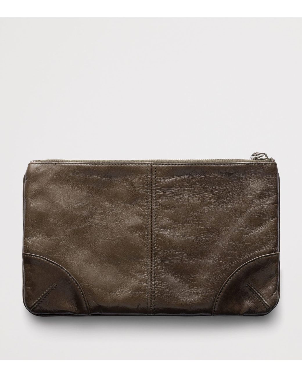 Prada Brown Leather Logo Pouch for men