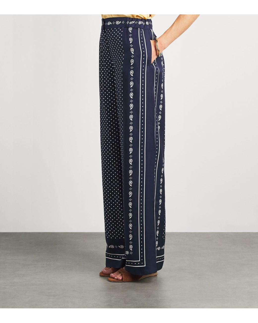 Maje Blue Printed Wide-Leg Trousers