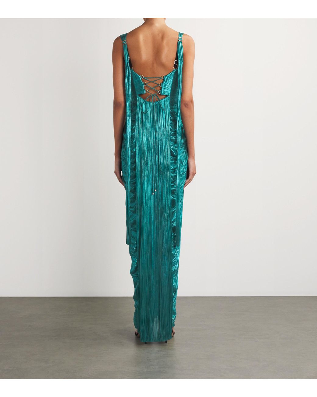 maria lucia hohan women green marble print halter dress Silk High-Slit Anais Maxi in Hohan jolie gown