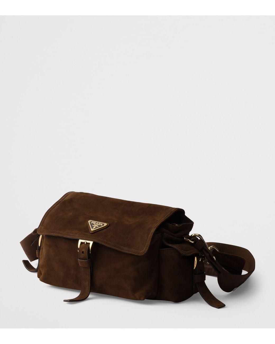 Prada Brown Explore Medium Suede Shoulder Bag