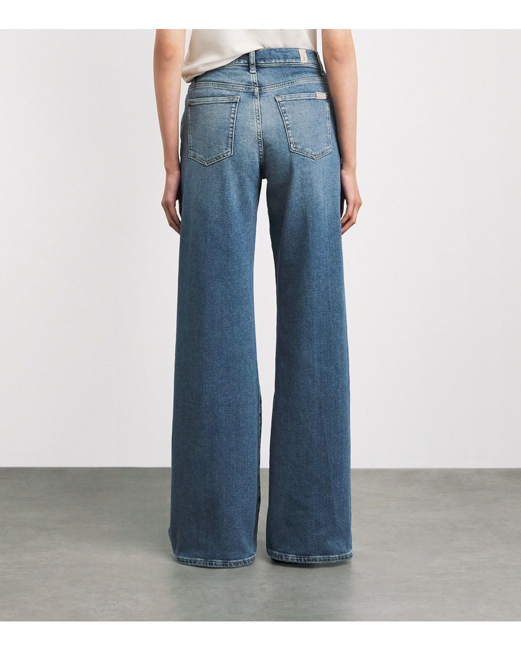 7 For All Mankind Blue Lotta High-Rise Wide-Leg Jeans