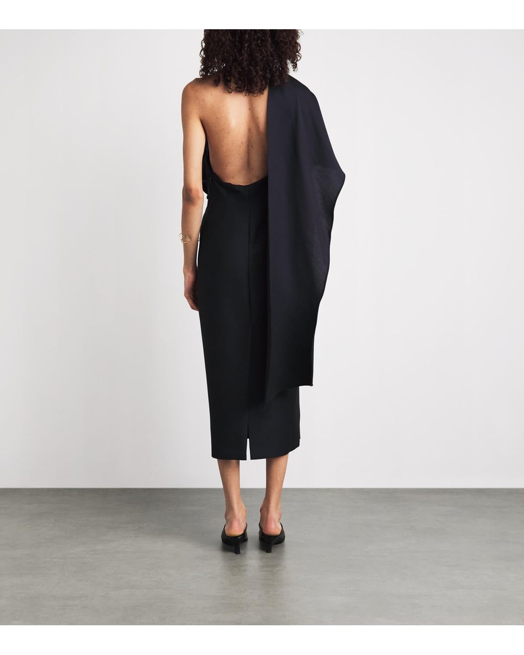 Rohe Black Draped Open-Back Maxi Dress