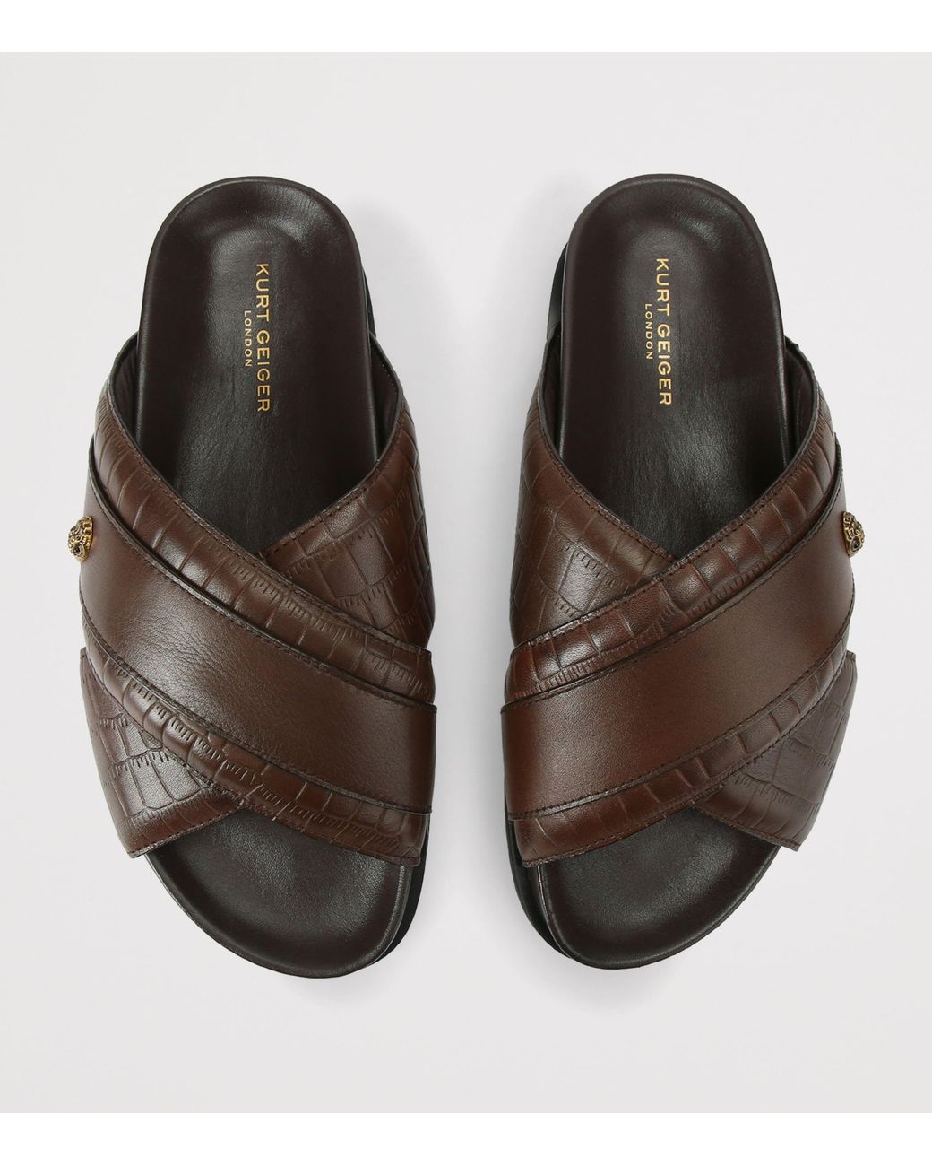 Kurt Geiger Brown Leather Baron Sandals for men