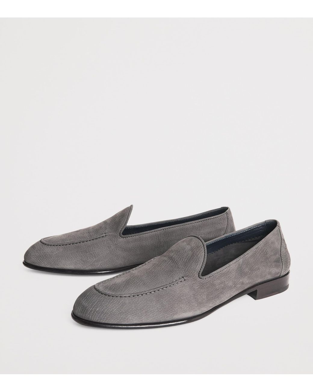 Brioni Gray Nubuck Leather Appia Loafers for men